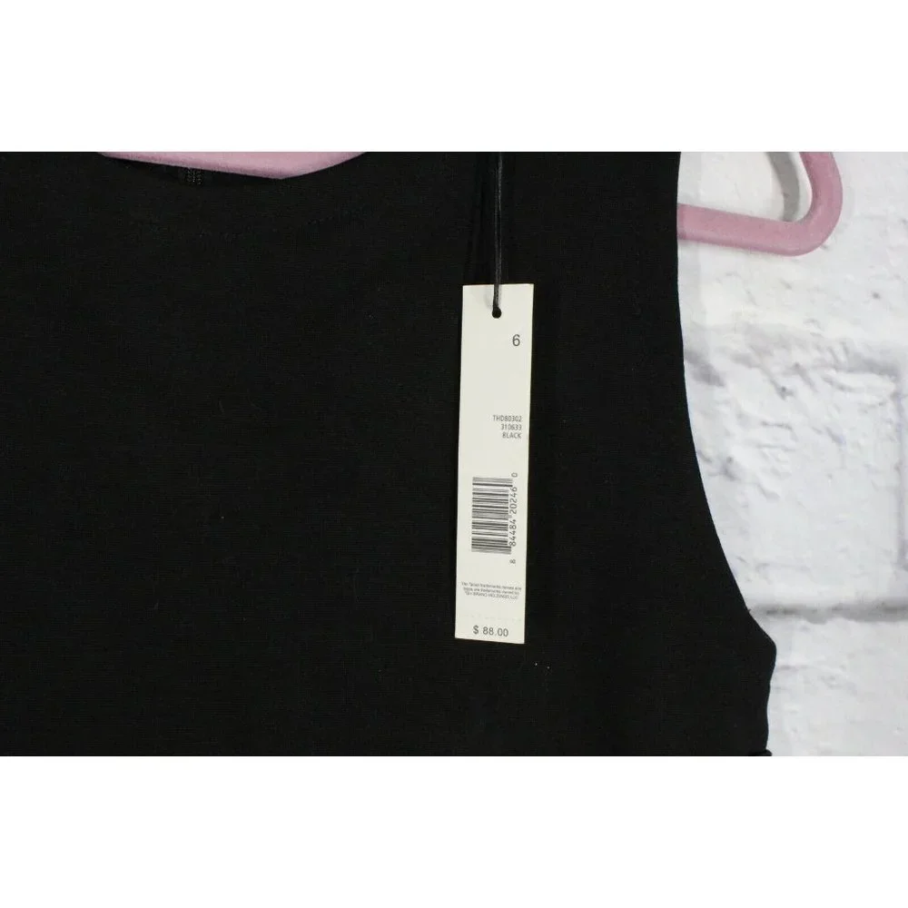 NWT! TAHARI Black Lace-up Sleeveless Fitted Bodycon Dress Size 6 - Picture 5 of 9